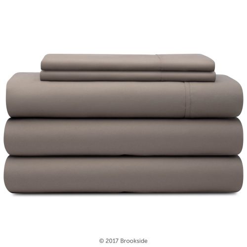  Brookside BROOKSIDE - Microfiber Sheet Set - Soft and Cozy - Hypoallergenic - Easy Care Fabric - Stain and Wrinkle Resistant - Split California King - Sandstone