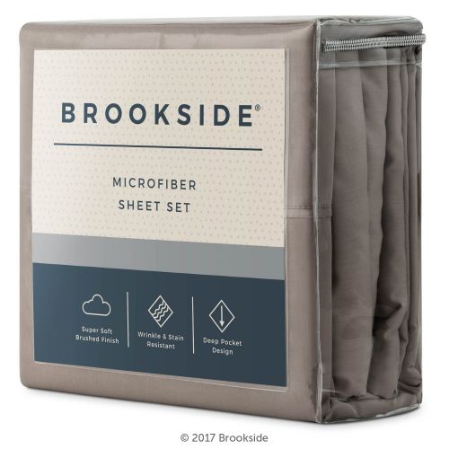  Brookside BROOKSIDE - Microfiber Sheet Set - Soft and Cozy - Hypoallergenic - Easy Care Fabric - Stain and Wrinkle Resistant - Split California King - Sandstone