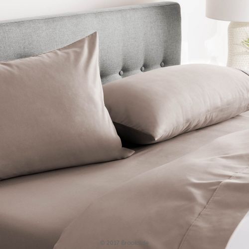  Brookside BROOKSIDE - Microfiber Sheet Set - Soft and Cozy - Hypoallergenic - Easy Care Fabric - Stain and Wrinkle Resistant - Split California King - Sandstone