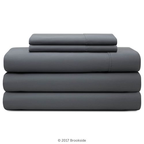  Brookside Blend Sheet Set-Wrinkle Resistant-Rich Cotton Look and Feel-Easy Care Fabric-Hypoallergenic California Slate, Split Cal King