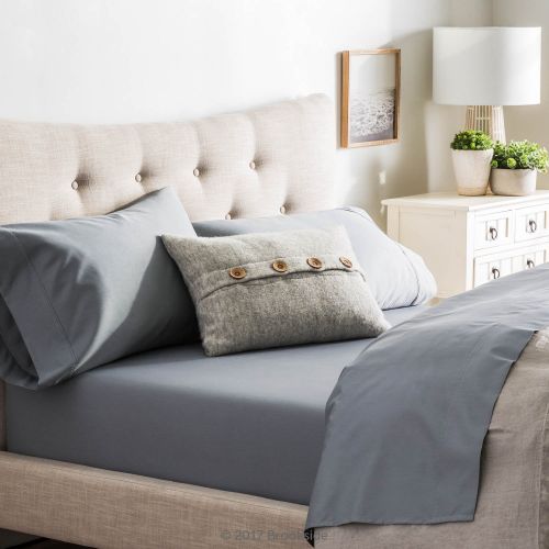  Brookside Blend Sheet Set-Wrinkle Resistant-Rich Cotton Look and Feel-Easy Care Fabric-Hypoallergenic California Slate, Split Cal King