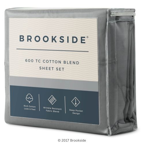  Brookside Blend Sheet Set-Wrinkle Resistant-Rich Cotton Look and Feel-Easy Care Fabric-Hypoallergenic California Slate, Split Cal King