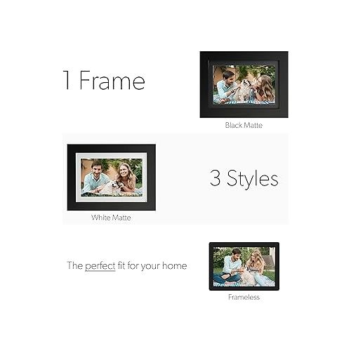  Brookstone PhotoShare 8” Smart Digital Picture Frame, Send Pics from Phone to Frames, WiFi, 8 GB, Holds 5,000+ Pics, HD Touchscreen, Premium Black Wood, Easy Setup, No Fees