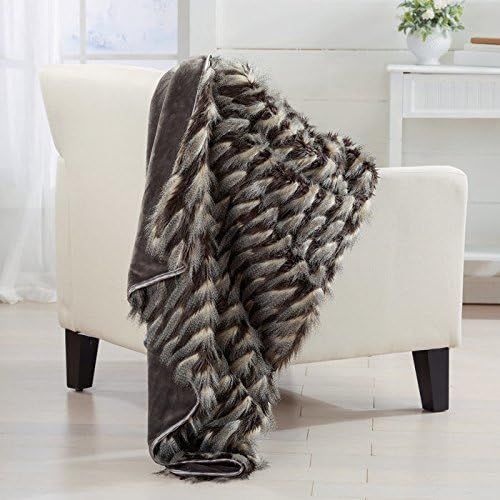  Brookstone Nap Faux Peacock Luxury Blanket