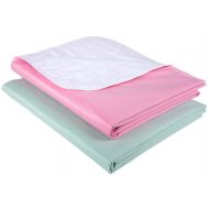 Brosive Waterproof Urinal Bed Pad, Mint Rose Reusable Cotton Sheet Protector and Incontinence Pad for Children and Adults (34 x 52 Inch (2 Pack))