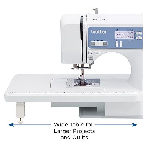 브라더 Brother Sewing and Quilting Machine, Computerized, 165 Built-in Stitches, LCD Display, Wide Table, 8 Included Presser Feet, White
