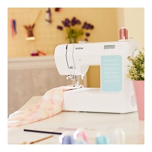 브라더 Brother CP60X Computerized Sewing Machine, 60 Built-in Stitches, LCD Display, 7 Included Feet, White