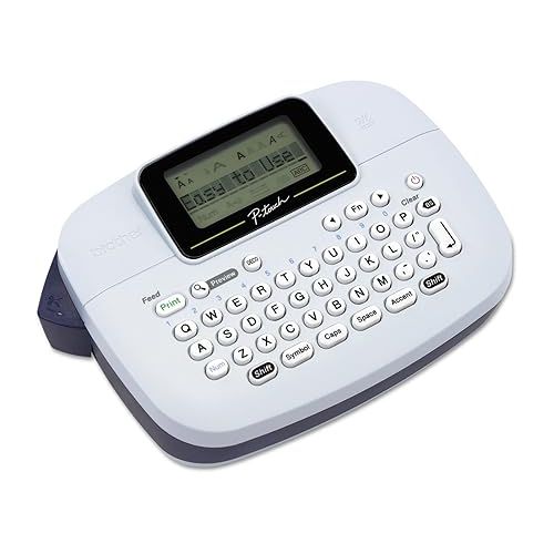 브라더 Brother P-Touch, PTM95, Handy Label Maker, 9 Type Styles, 8 Deco Mode Patterns, Navy Blue, Blue Gray