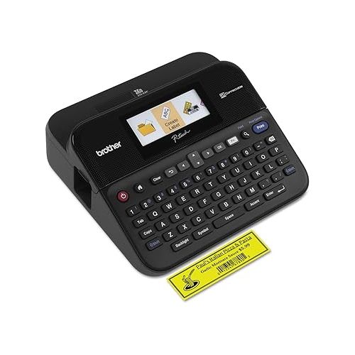 브라더 Brother P-Touch Label Maker, PC-Connectable Labeler, PTD600, Color Display, High-Resolution PC Printing, Black, Black/Gray