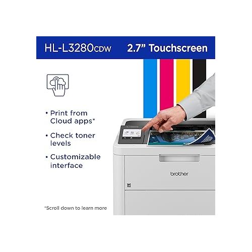 브라더 Brother HL-L3280CDW Wireless Compact Digital Color Printer with Laser Quality Output, Duplex, Mobile Printing & Ethernet | Includes 4 Month Refresh Subscription Trial¹, Amazon Dash Replenishment Ready