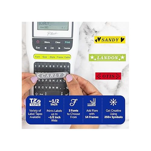 브라더 Brother P-touch Label Maker, PTH110, Thermal Transfer Inkless Pocket Printer, Portable, Lightweight QWERTY Keyboard, One-Touch Keys & Multiple Templates for Home & Office Organization on The go