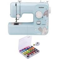 Brother RLX3817A 17-Stitch Sewing Machine (Blue) with 36-Piece Bobbins and Sewing Threads Set (Renewed) (2 Items)