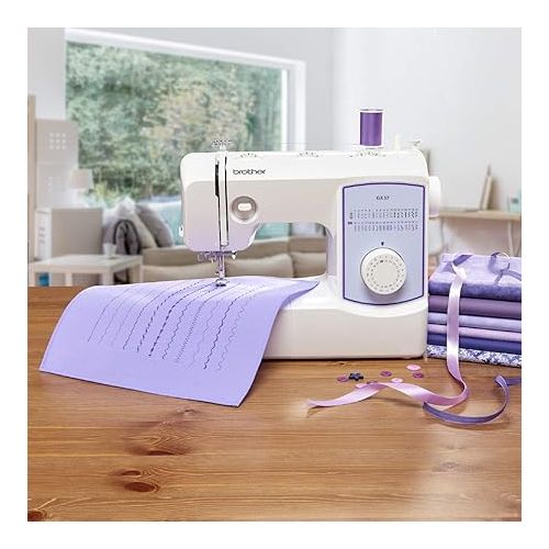 브라더 Brother Sewing Machine, GX37, 37 Built-in Stitches, 6 Included Sewing Feet