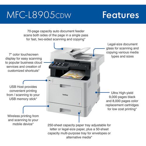 브라더 Brother MFC-L8905CDW Business Color Laser All-in-One Wireless Printer