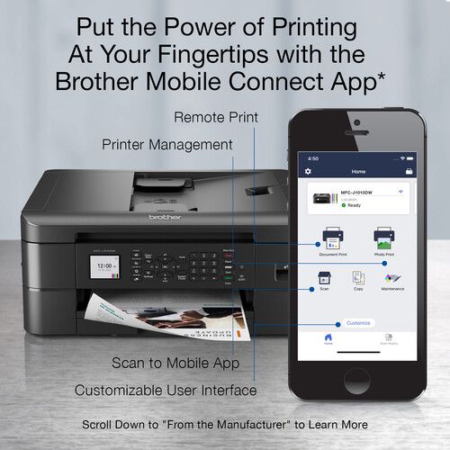 브라더 Brother MFC-J1010DW Wireless Inkjet All-in-One Color Printer