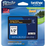 Brother TZe334 Laminated Tape for P-Touch Labelers (Gold on Black, 0.5