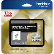 Brother Laminated Tape for P-Touch Label Makers (White on Matte Black, 1