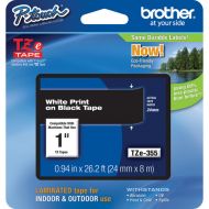 Brother TZe355 Laminated Tape for P-Touch Labelers (White on Black, 1