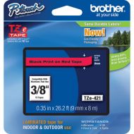 Brother TZe421 Laminated Tape for P-Touch Labelers (Black on Red, 0.38