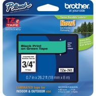 Brother TZe741 Laminated Tape for P-Touch Labelers (Black on Green, 0.75