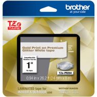 Brother Laminated Tape for P-Touch Label Makers (Gold on Glitter White, 1