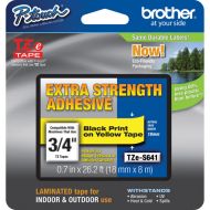 Brother TZeS641 Tape with ExtraStrength Adhesive for P-Touch Labelers (Black on Yellow, 3/4