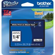 Brother TZe315 Laminated Tape for P-Touch Labelers (White on Black, 0.25