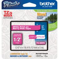 Brother TZeMQP35 Laminated Tape for P-Touch Labelers (White on Berry Pink, 0.5