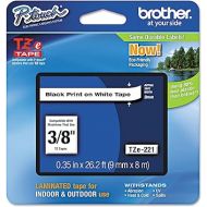 Brother Tape, Retail Packaging, 3/8 Inch, Black on White (TZe221)