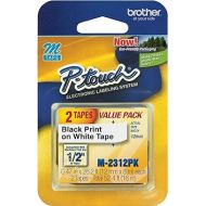 Brother P-touch M-231 Label Maker Tape, 1/2-inch x 26-2/10', Black on White, 2/Pack (M-2312PK)