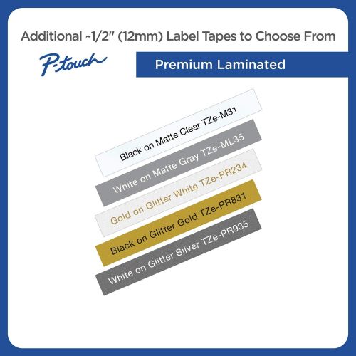 브라더 Brother Genuine P-touch TZE-335 Label Tape, 1/2 (0.47) Standard Laminated P-touch Tape, White on black, Laminated for Indoor or Outdoor Use, Water Resistant, 26.2 Feet (8M), Single