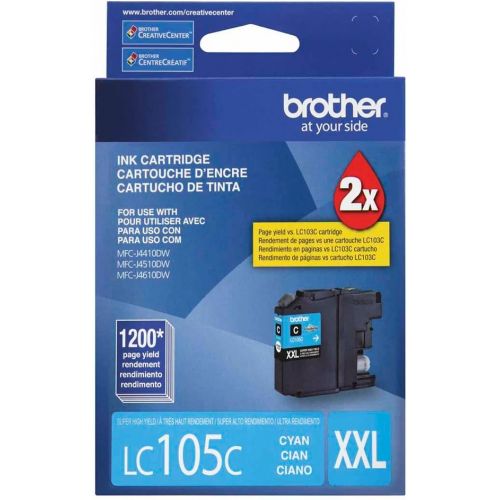 브라더 Brother Genuine LC105C Super High Yield XXL Cyan Ink Cartridges