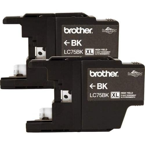 브라더 Brother Printer LC752PKS 2 Pack of LC-75BK Cartridges Ink - Retail Packaging