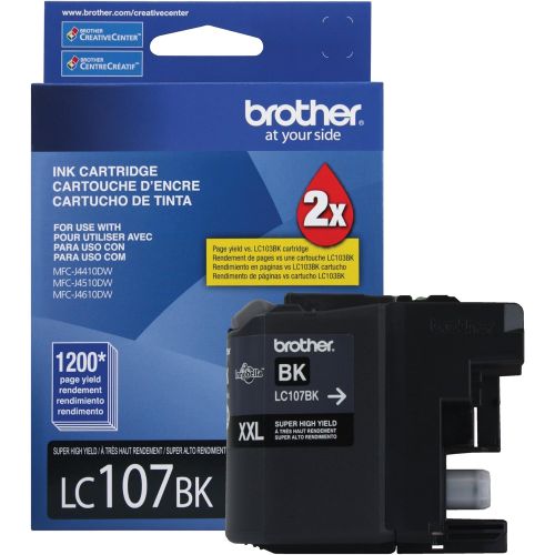 브라더 Brother Printer LC107BK Super High Yield Cartridge Ink, Black