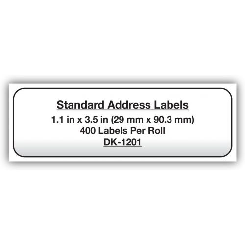 브라더 Brother Genuine DK-1201 Die-Cut Standard Address Labels  Long Lasting Reliability, Die-Cut Standard Address Paper Labels, 1.14” x 3.5” Individual Label Size, 400 Labels per Roll,