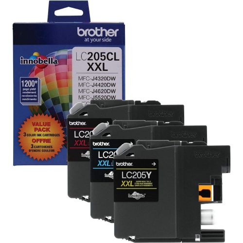 브라더 Brother Genuine Super High Yield Color Ink Cartridge, LC2053PKS, Replacement Color Ink Three Pack, Includes 1 Cartridge Each of Cyan, Magenta & Yellow, Page Yield Up To 1200 Pages/