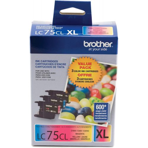 브라더 Brother Genuine High Yield Color Ink Cartridge, LC753PKS, Replacement 3 Pack Color Ink, Includes 1 Cartridge Each of Cyan, Magenta & Yellow, Page Yield Up To 600 Pages/Cartridge, L