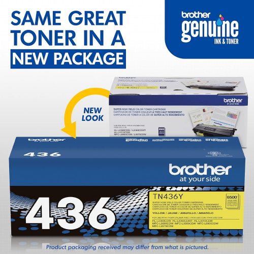 브라더 Brother Genuine Super High Yield Toner Cartridge, TN436Y, Replacement Yellow Toner, Page Yield Up To 6,500 Pages, Amazon Dash Replenishment Cartridge, TN436