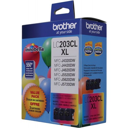 브라더 Brother Genuine High Yield Color Ink Cartridge, LC2033PKS, Replacement Color Ink Three Pack, Includes 1 Cartridge Each of Cyan, Magenta & Yellow, Page Yield Up To 550 Pages, Amazon