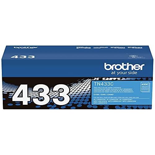 브라더 Brother Genuine High Yield Toner Cartridge, TN433C, Replacement Cyan Toner, Page Yield Up To 4,000 Pages, Amazon Dash Replenishment Cartridge, TN433