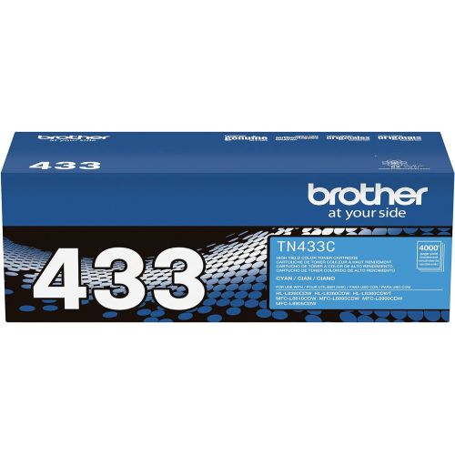 브라더 Brother Genuine High Yield Toner Cartridge, TN433C, Replacement Cyan Toner, Page Yield Up To 4,000 Pages, Amazon Dash Replenishment Cartridge, TN433