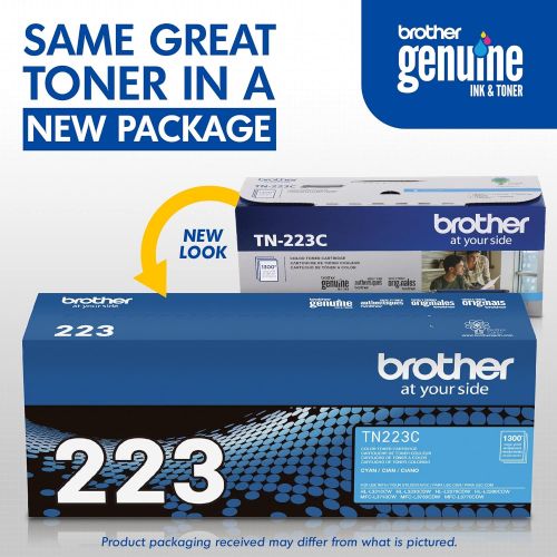 브라더 Brother Genuine TN223C, Standard Yield Toner Cartridge, Replacement Cyan Toner, Page Yield Up to 1,300 Pages, TN223, Amazon Dash Replenishment Cartridge