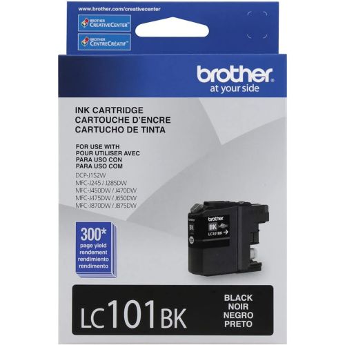브라더 Brother Genuine Standard Yield Black Ink Cartridge, LC101BK, Replacement Black Ink, Page Yield Upto 300 Pages, LC101