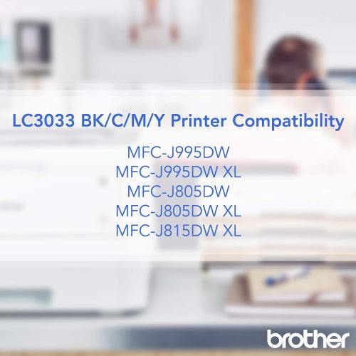 브라더 Brother Genuine LC3033BK, Single Pack Super High-Yield Black INKvestment Tank Ink Cartridge, Page Yield Upto 3,000 Pages, LC3033, Amazon Dash Replenishment Cartridge