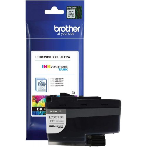 브라더 Brother Genuine LC3039BK Single Pack Ultra High-Yield Black INKvestment Tank Ink Cartridge, Page Yield Up to 6,000 Pages, LC3039