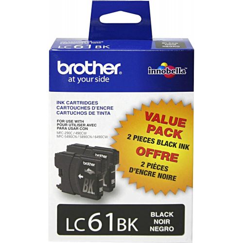 브라더 Brother LC61BK 2 Pack Black Ink Cartridges