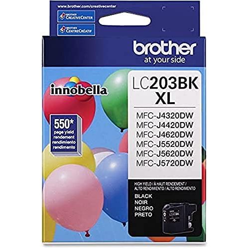 브라더 Brother Genuine High Yield Black Ink Cartridge, LC203BK, Replacement Black Ink, Page Yield Up To 550 Pages, Amazon Dash Replenishment Cartridge, LC203