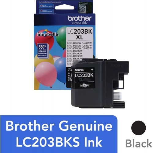 브라더 Brother Genuine High Yield Black Ink Cartridge, LC203BK, Replacement Black Ink, Page Yield Up To 550 Pages, Amazon Dash Replenishment Cartridge, LC203