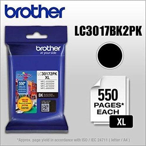 브라더 Brother Printer LC30172PK High Yield XL Black Ink Cartridge-2 Pack