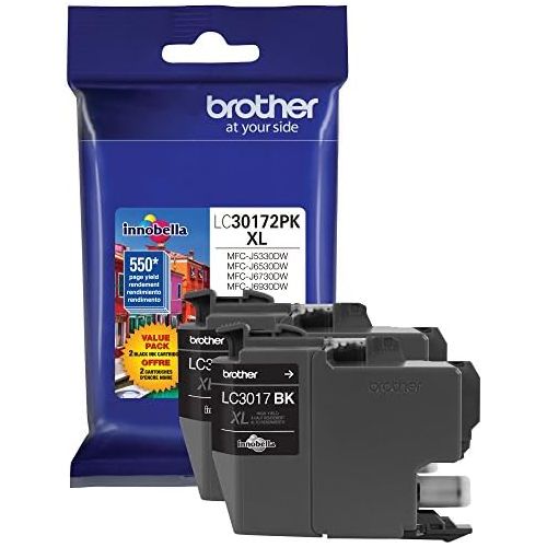 브라더 Brother Printer LC30172PK High Yield XL Black Ink Cartridge-2 Pack